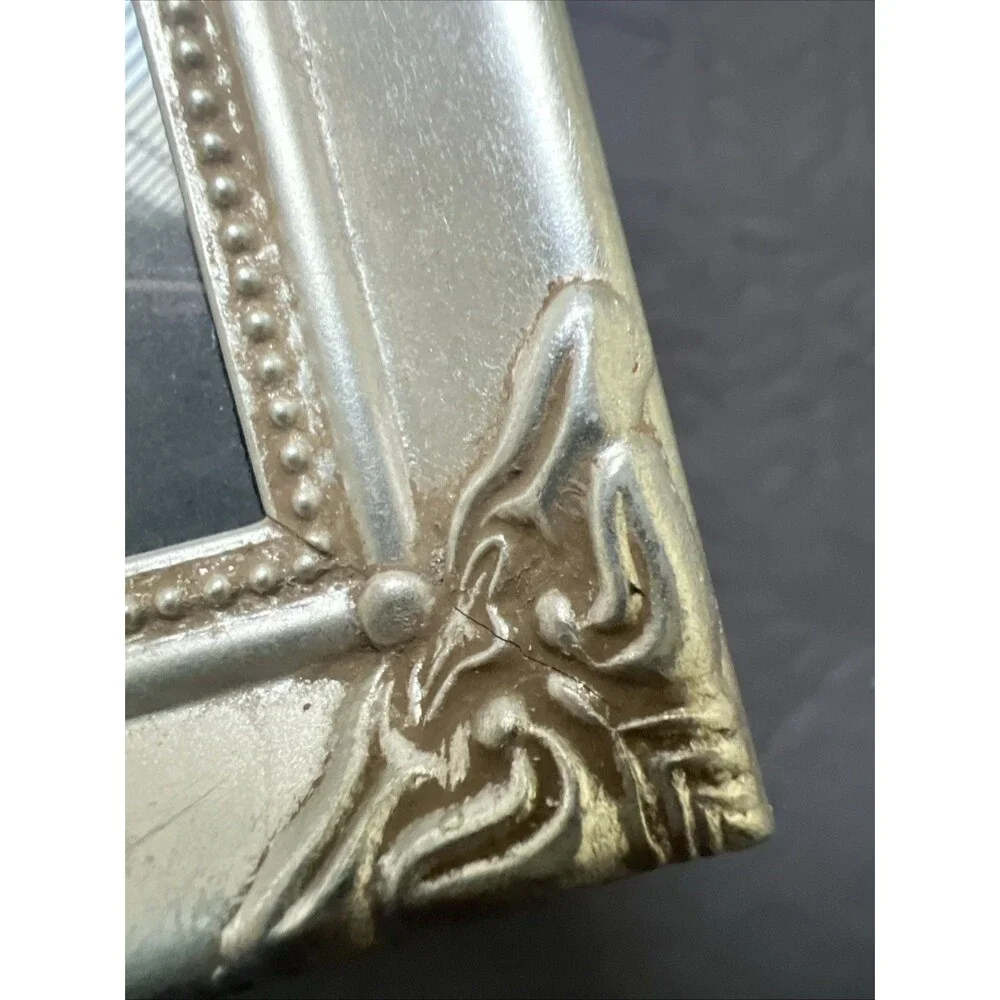 VTG Gorgeous Ornate Wooden Silver Metallic 5x7 in Photo Frame Home Decor Accent